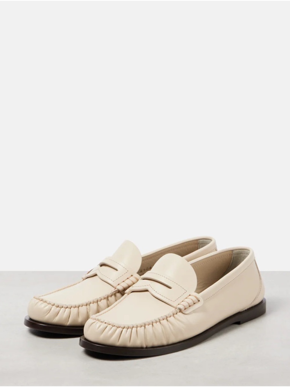 Bamboo Off White Leather Slip-On Loafers - Picture 2 of 5